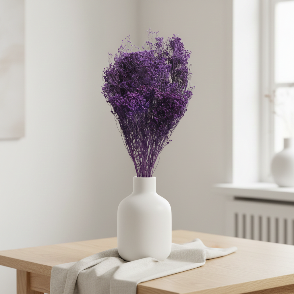 Sušený Broom Bloom viola – jemná fialová sušená květina pro dekorace